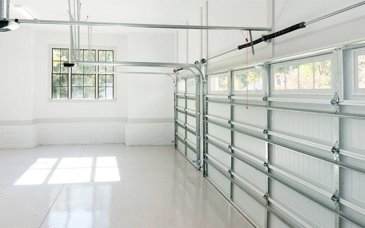 Interior garage in clean room with polished floor